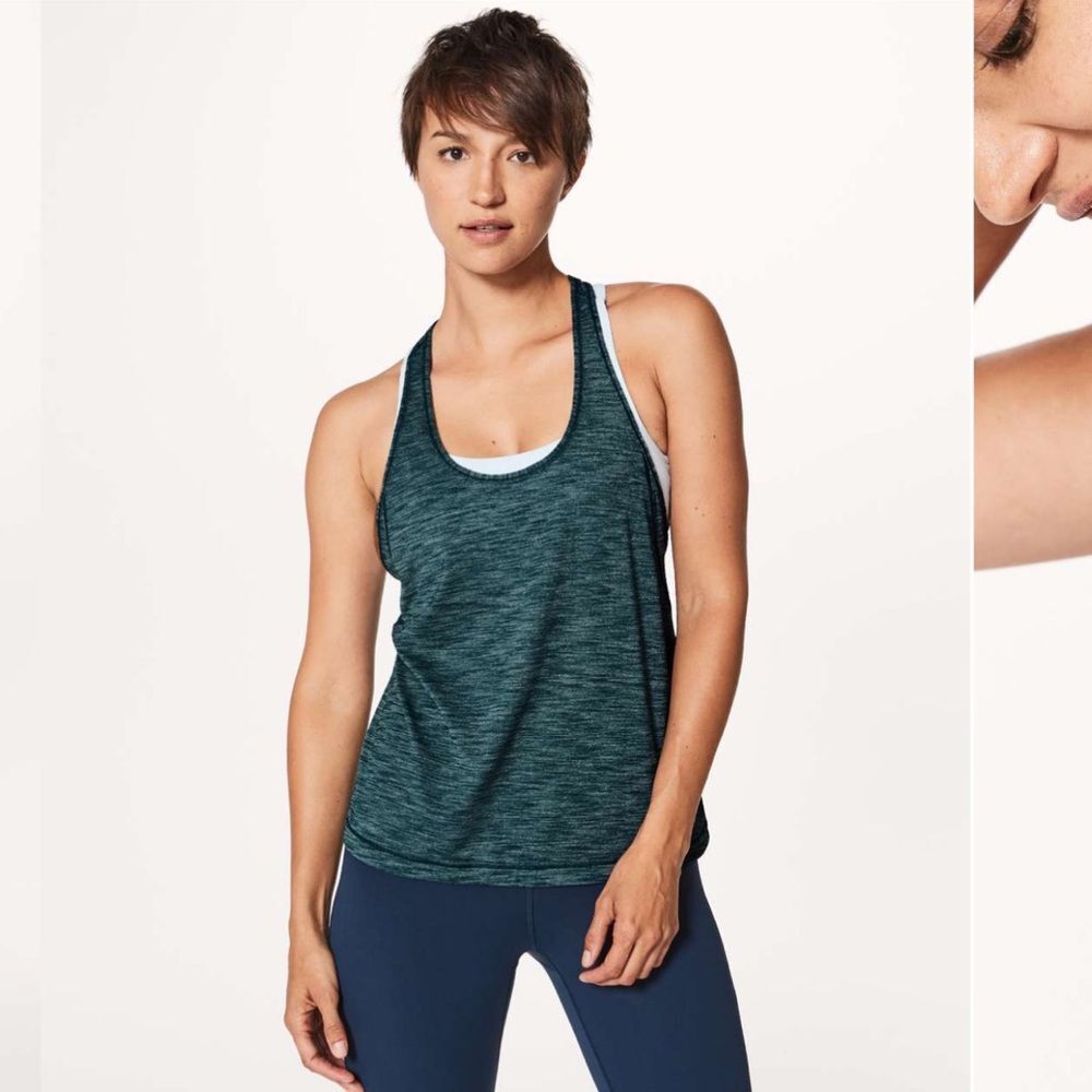 LULULEMON Train Times Racerback Tank Top Heathered Nile Blue Teal 10